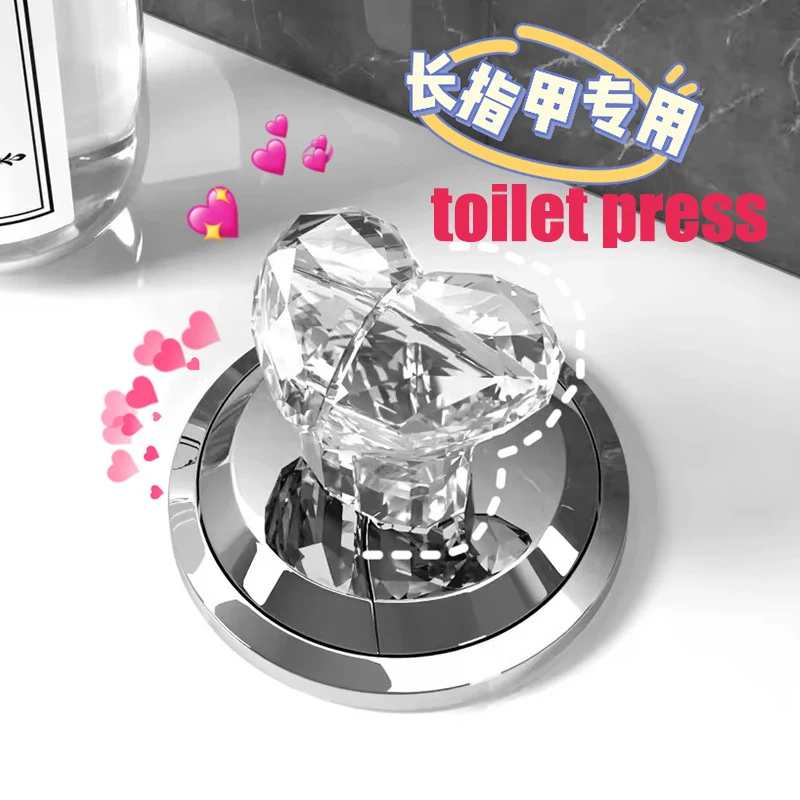 Transparent Heart Shaped Toilet Press Creative Multi Functional Toilet Toilet Tank Button Flushing and Lifting Cap Assistant