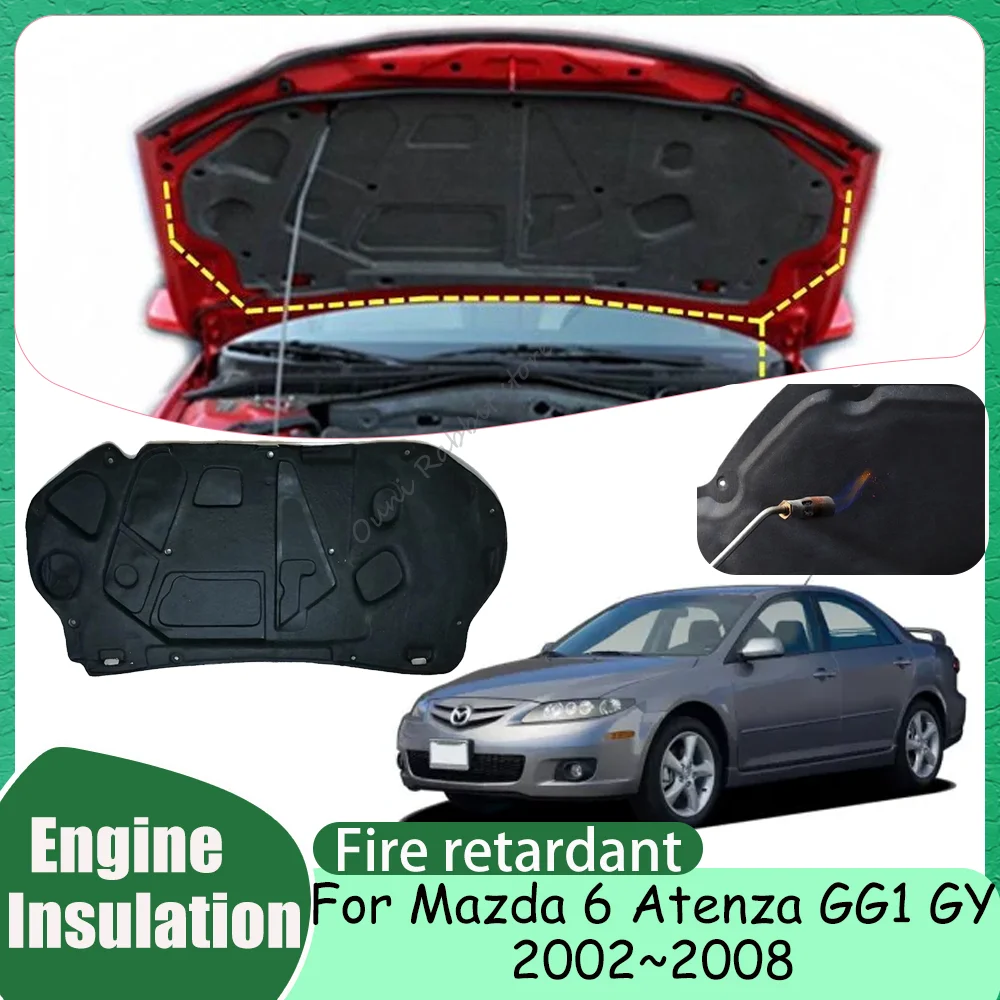 

Для Mazda 6 Atenza GG1 GY 2002 ~ 2008 2003 2004 2005 2006 2007 Автомобильный капот, термоподкладка, звукоизоляционный хлопковый изоляционный коврик двигателя, аксессуары