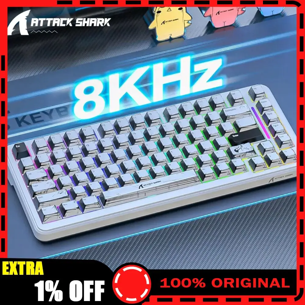 ATTACK SHARK X82 Pro HE 마그네틱 키보드 트라이 모드 무선 8K 폴링 레이트 게이밍 75% RGB 5000mAh 0.1MS 저지연 키보드