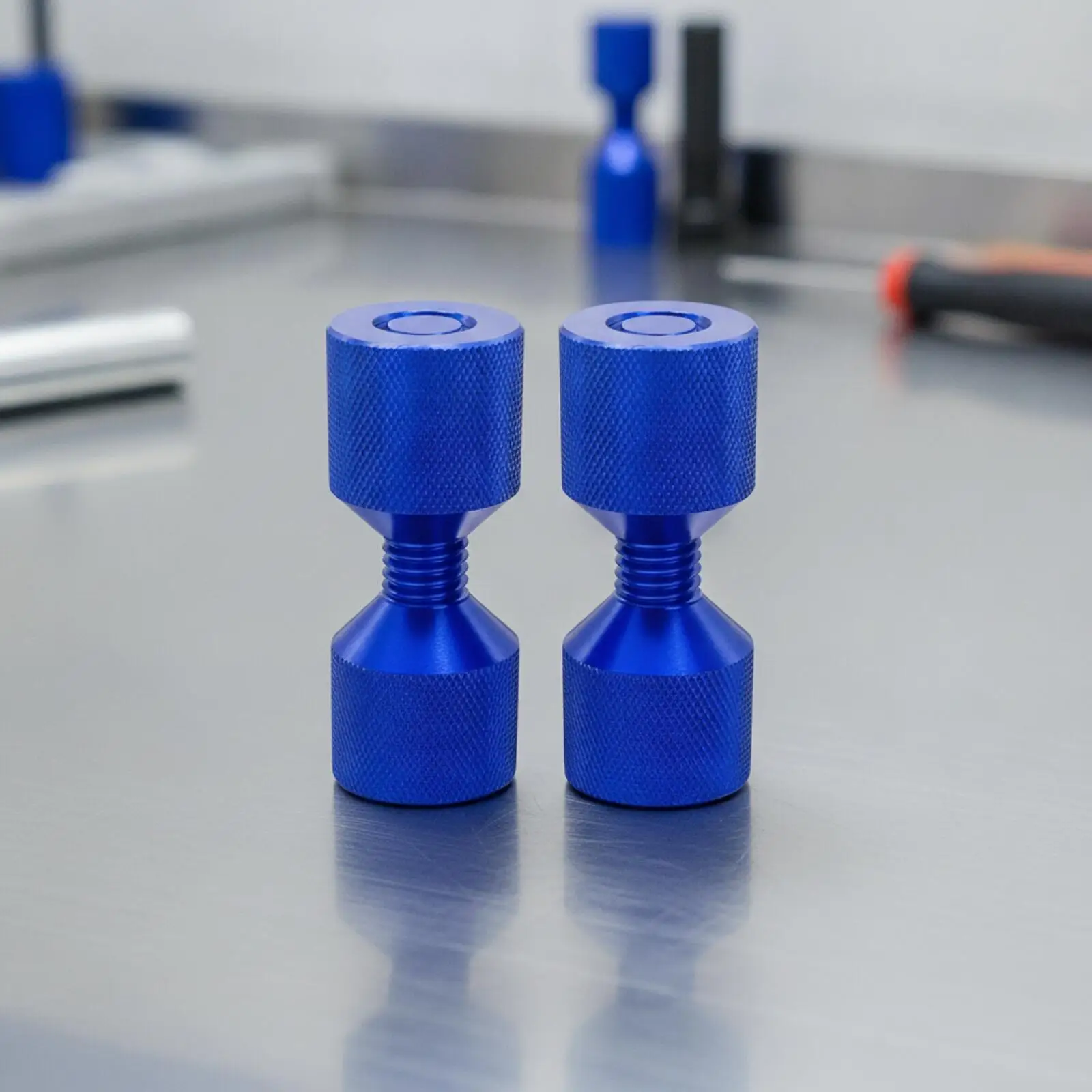 2 Pieces Aluminum Flange Fixing Pin | Threaded Central Section, Double-Ended Flange Pin with Knurled Grip, Compact Machined