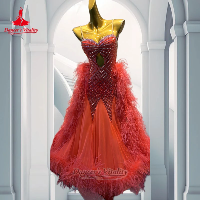 Latin Championships Luxurious AB Stones Dancing Dresses Adult Viennese Waltz Perform Outfit High-end Customize Dancer's Vitality