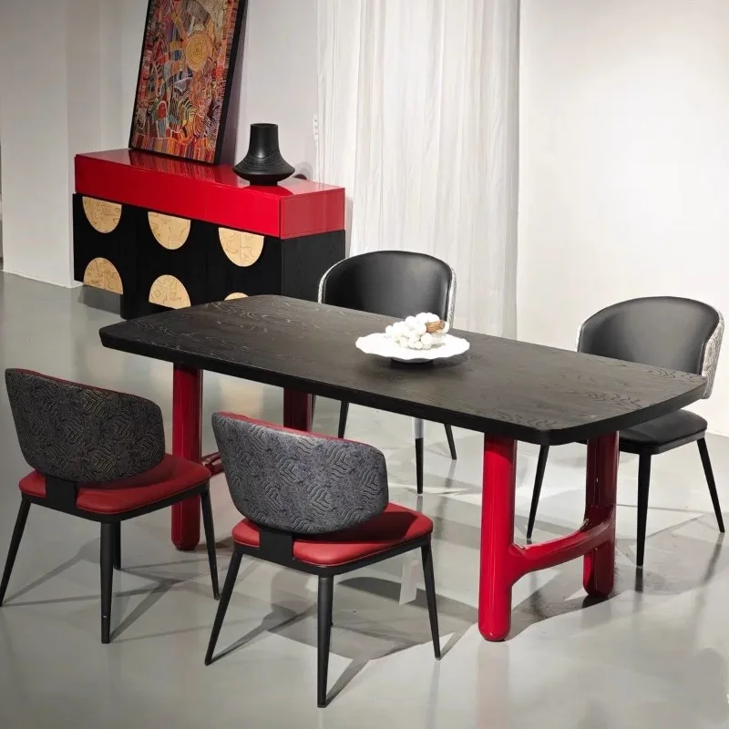 Wabi Sandy wind solid wood dining table, simple modern home log long table, desk fashion personalized workbench negotiation