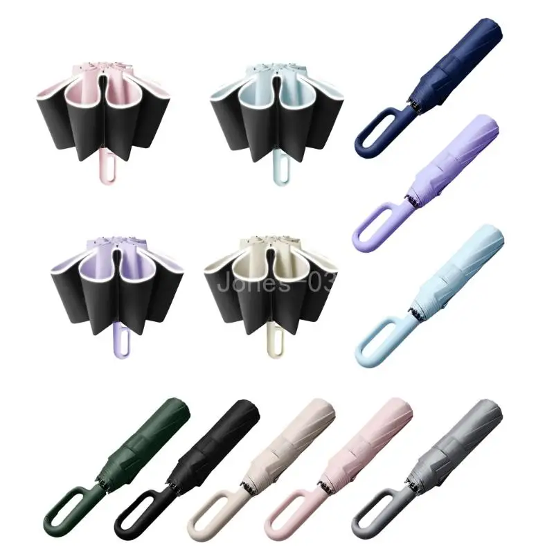 Q6PE Automatic Umbrella Mini Positive/Reverse Gear Umbrella Convenient and Strong for Traveling and Daily