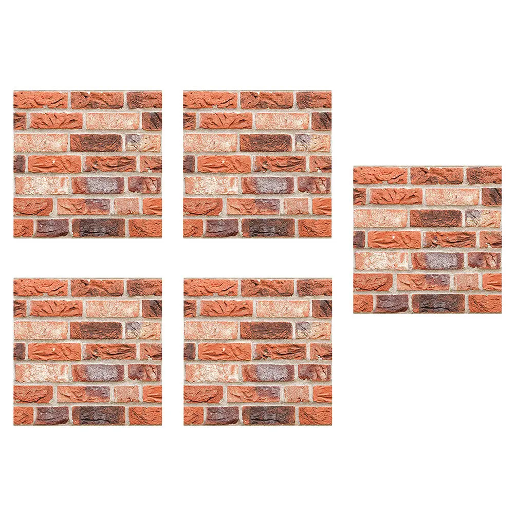 

5pcs Waterproof Brick Grain Wall Stickers PVC Retro Peel Stick Wallpaper DIY Decor Adhesive Backdrops UV Treatment Durable High
