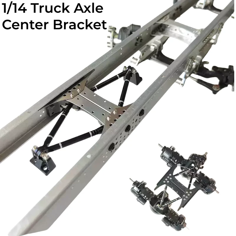 Double Crossbeam Rear Suspension Mid Mounted Axle V-rod Axle Center Bracket for Tamiya 1/14 RC Truck Scania MAN Benz Volvo Parts