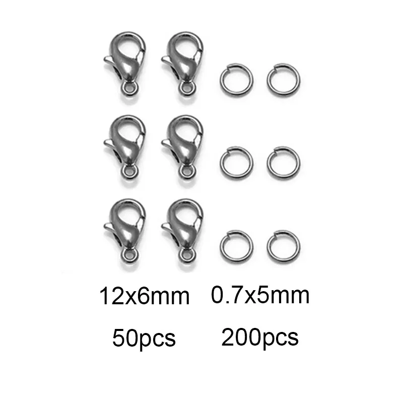 8 Farben 200 Stück offene Biegeringe + 50 Stück Karabinerverschlüsse Haken Verbinder Schmuckherstellung DIY Armband Halskette Schmuckzubehör Kit