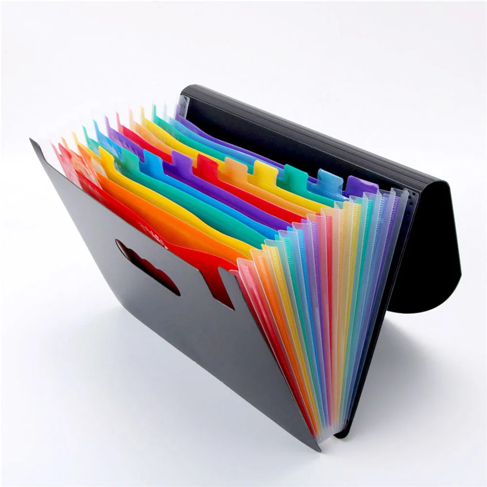 1pcs Portable File Folder 12 Layer Plastic Document Organizer Lightweight Storage For School Office Home Student Stationery