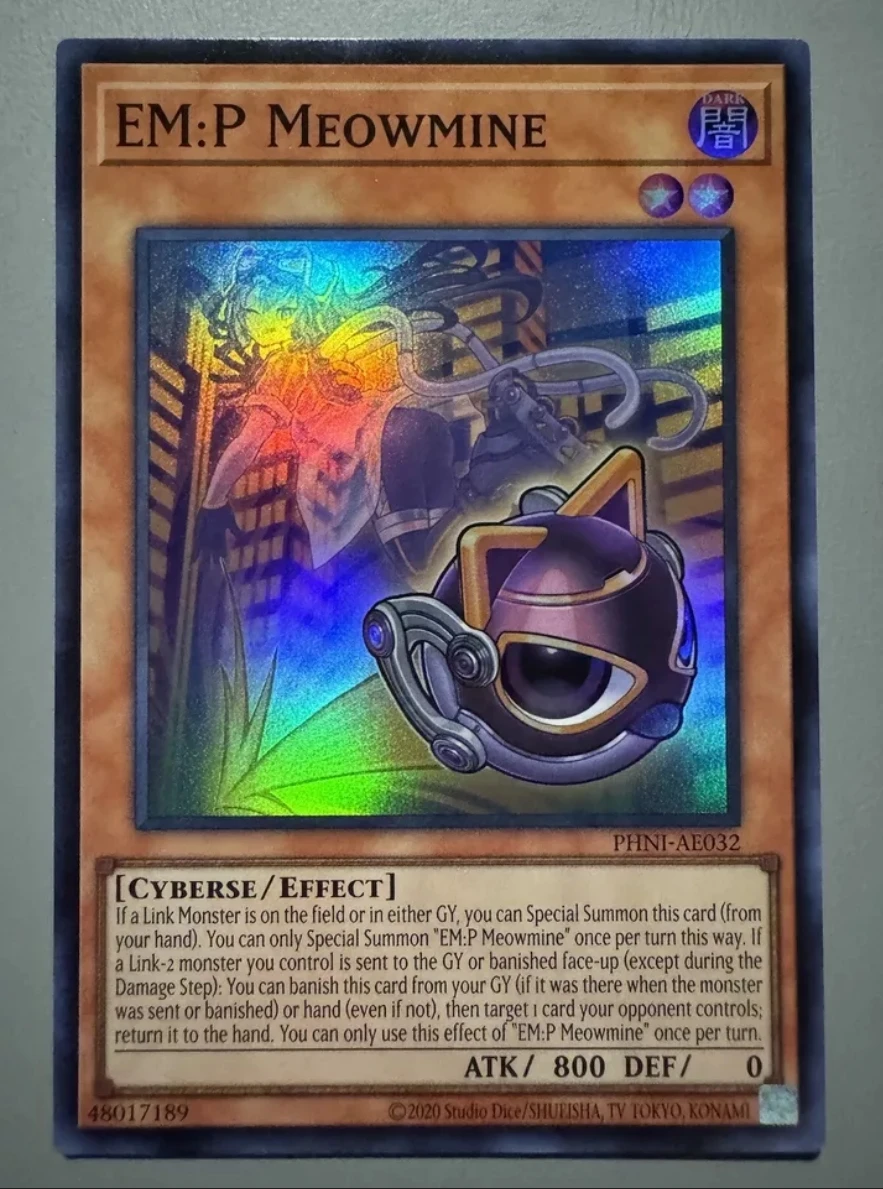 

Yugioh KONAMI Duel Monsters PHNI-AE032 EM:P Meowmine Super Rare Asian English Collection Mint Card