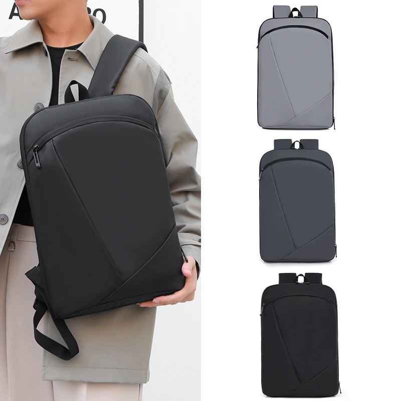 

One 15 Inch Polyester Waterproof Solid Color Simple Men's Backpack Fashion Couple Student Computer Backpack