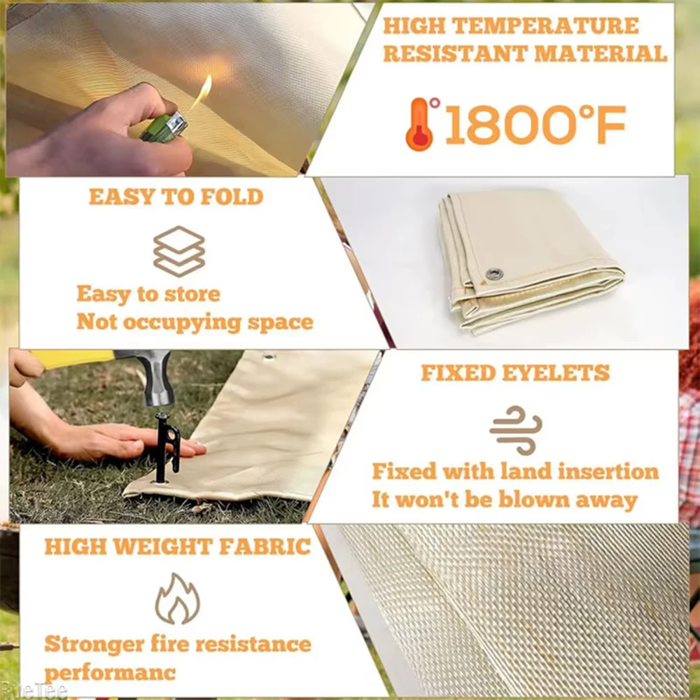 

Outdoor Camping Fireproof Cloth BBQ Fiberglass Fire Blanket Insulation Mat Resistant Flame Retardant Fiber Glass Accessories