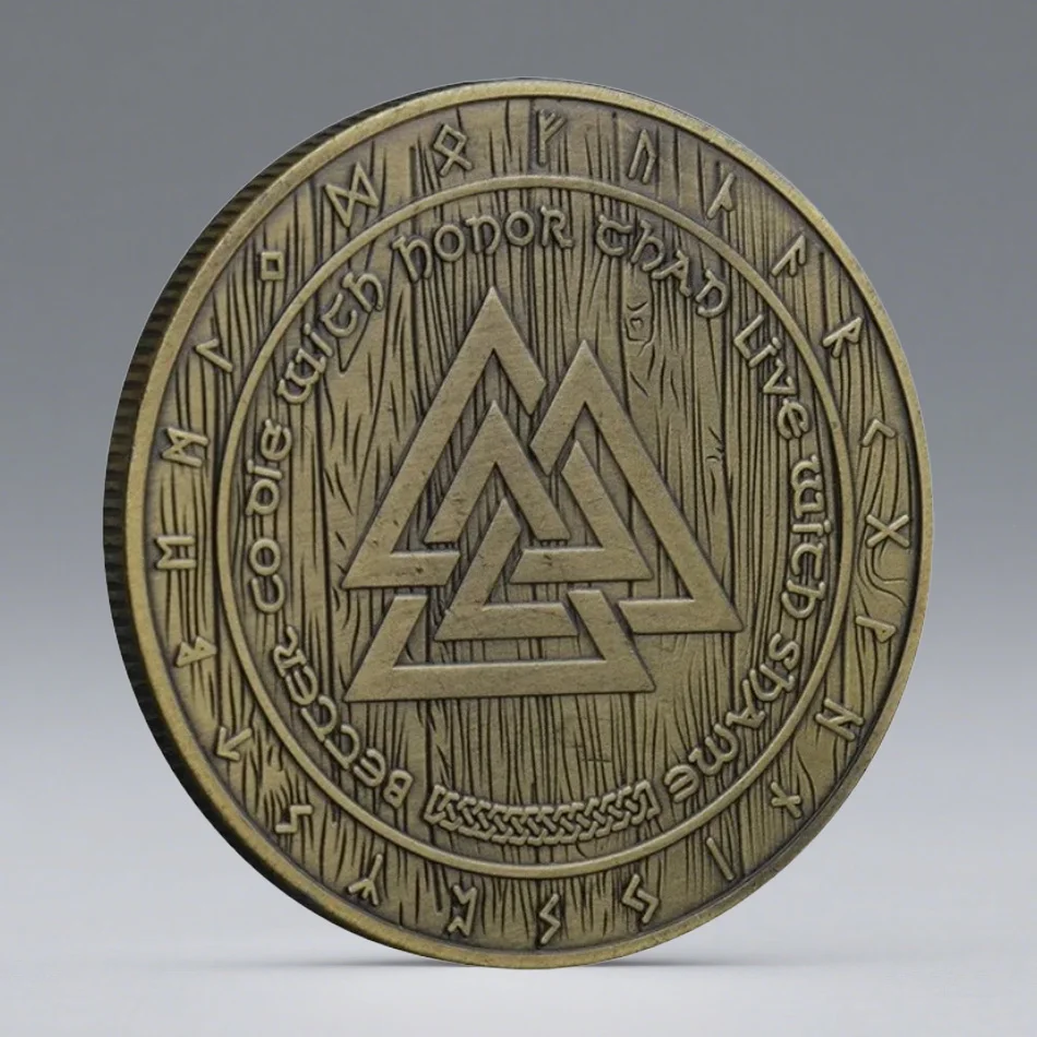 عملة تذكارية مطلية بالنحاس برمز الفايكنج، عملة نرويجية أودين قابلة للجمع لتزيين المنزل