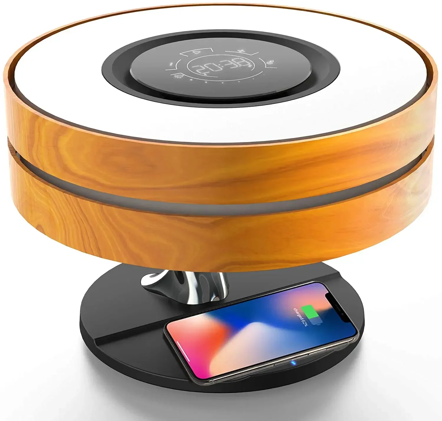 

Night Lights Home Goods Smart LED Wireless Charging Desk Lamp Premium Stereo Sound Speaker With Digital Clock
