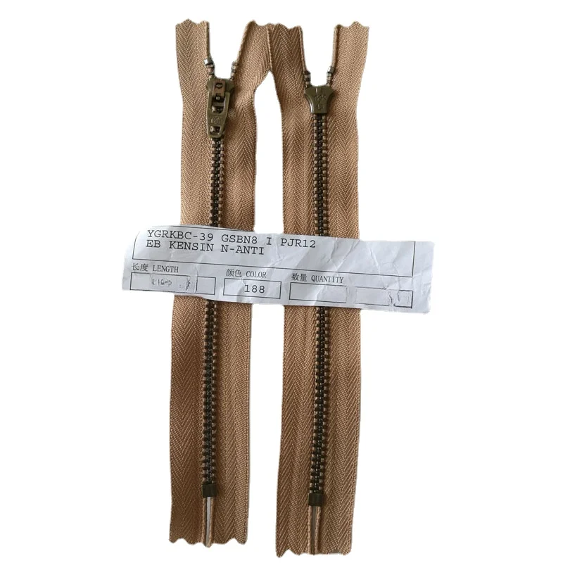 50pcs/Lot Ykk Metal Zipper 3# 15cm Close End YG Copper Beige Camel Pants Jeans Repair Tailor Sewing Accessories