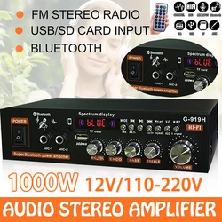 2024 G919H 1000W ev araba güç amplifikatörleri 2 kanal Bluetooth Surround ses FM USB uzaktan kumanda Mini HIFI dijital Stereo Amp