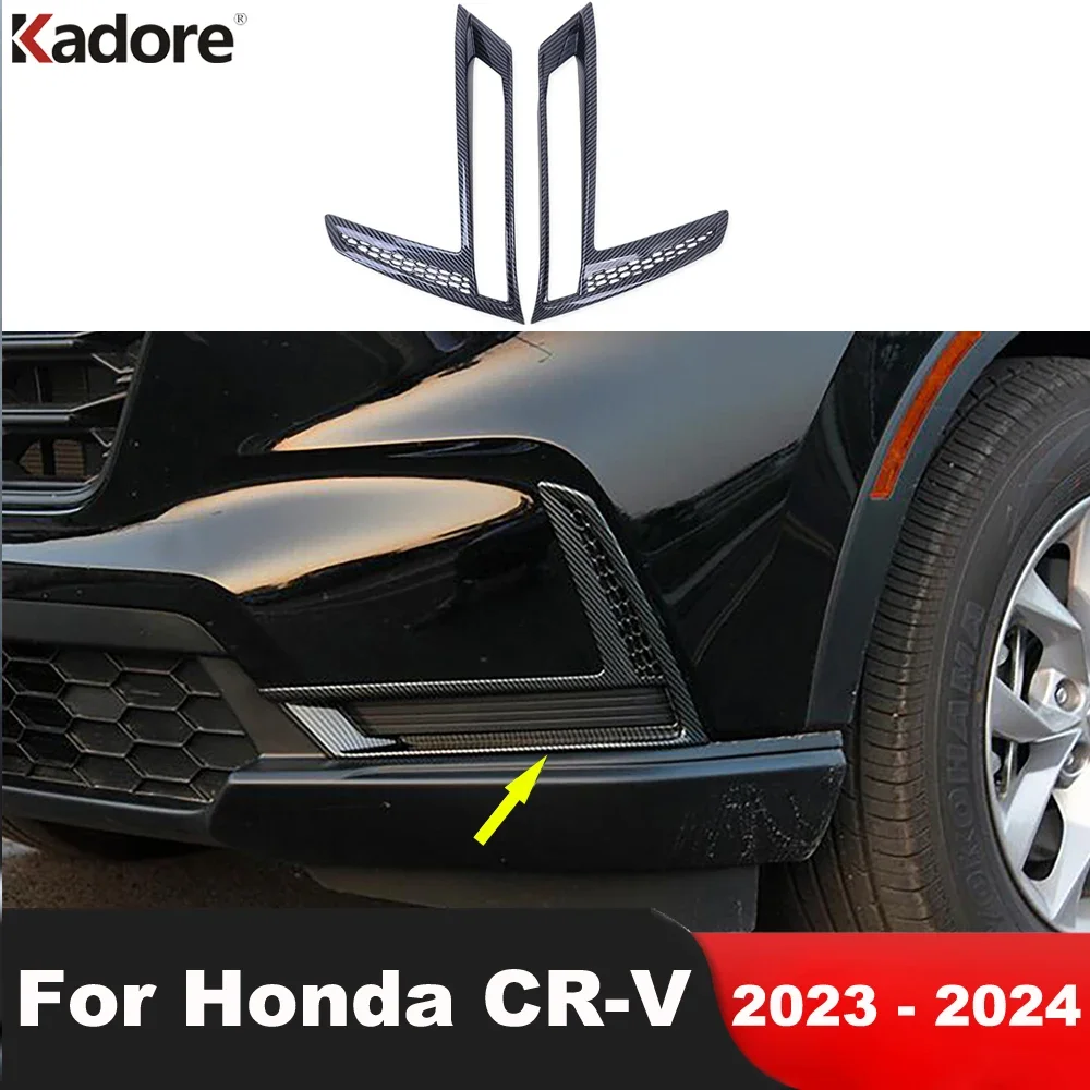 Front Fog Light Lamp Cover Trim For Honda CRV CR-V 2023 2024 Carbon Fiber Head Foglight Air Vent Flow Trims Car Accessories