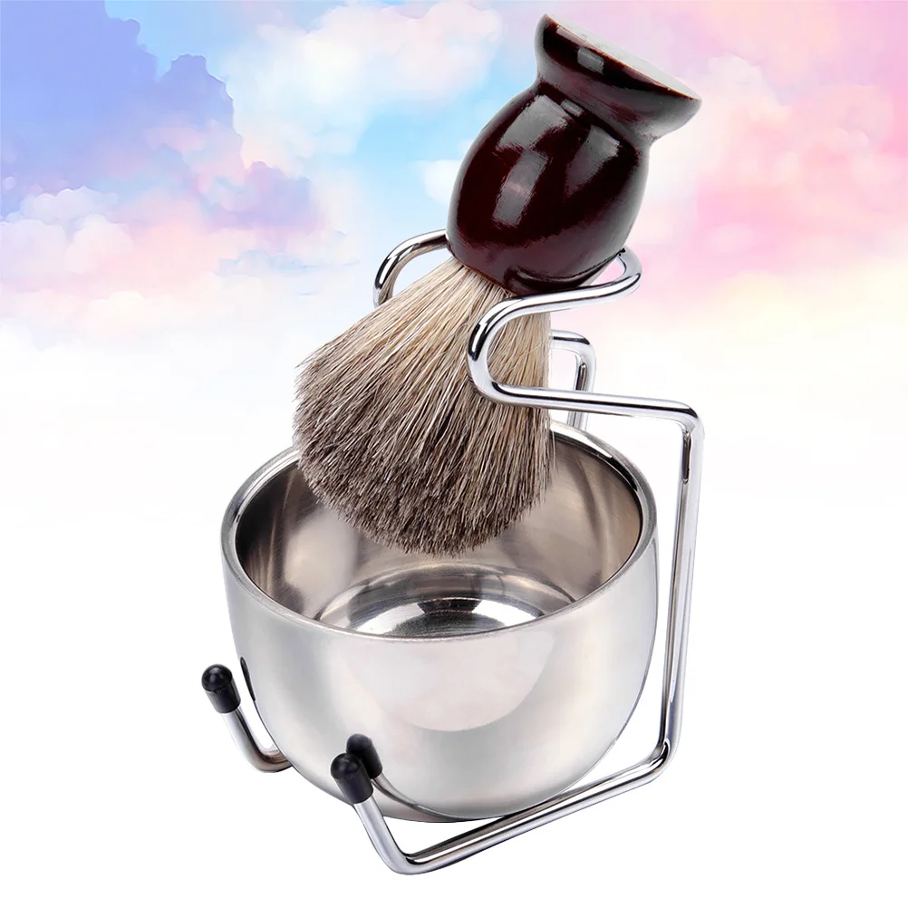 3 قطعة مجموعة العناية فرشاة الحلاقة مجموعة أوعية كريم الحلاقة مع تخزين الرف حامل الصابون أدوات التهيأ للاستخدام المنزلي في الصالونات #1