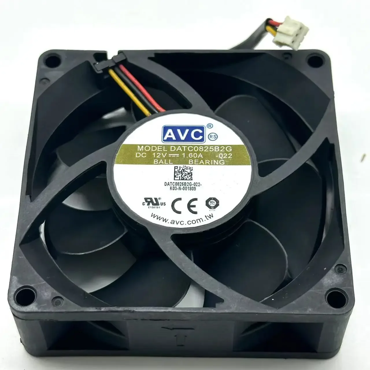 AVC DATC0825B2G 022 DC 12V 1.60A 80x80x25mm 3-Wire Server Cooling Fan