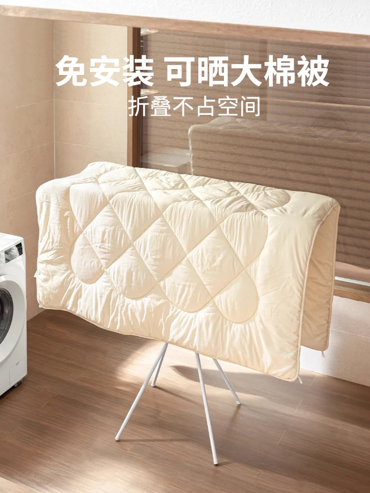 Clothes drying rack floor to ceiling balcony indoor household simple hanging clothes drying quilt artifact folding clothes rod
