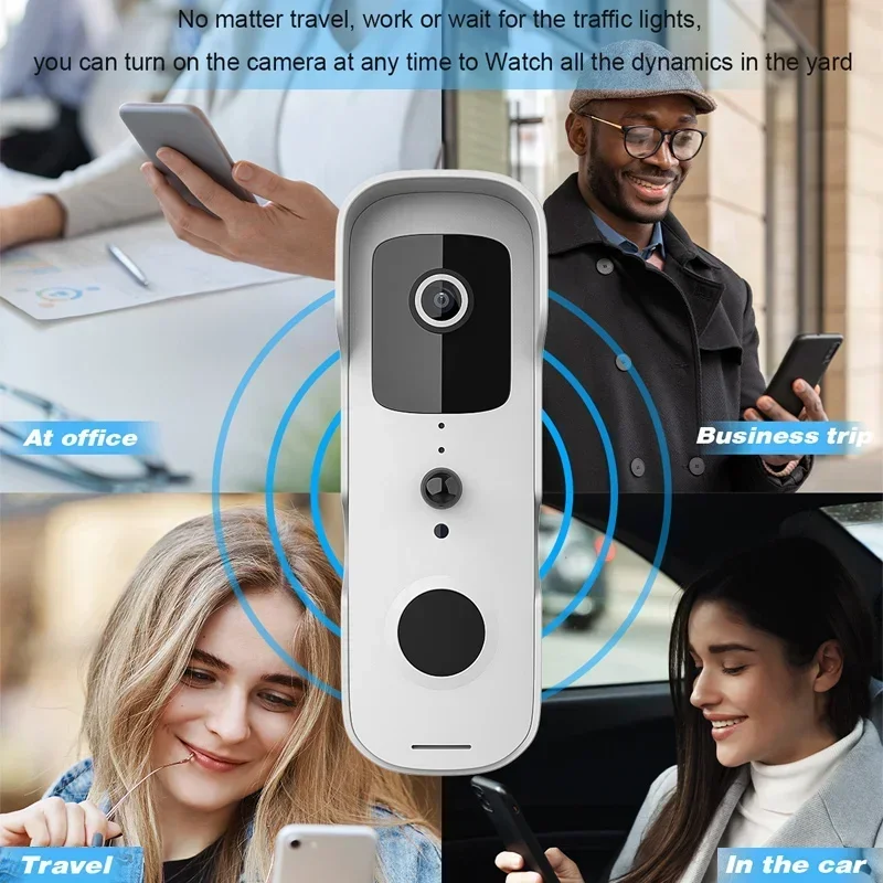 Timbre de puerta con vídeo inteligente Tuya, timbre de puerta con visión nocturna, impermeable, cámara de seguridad para el hogar 1080P FHD, intercomunicador Visual Digital, WIFI, 1X