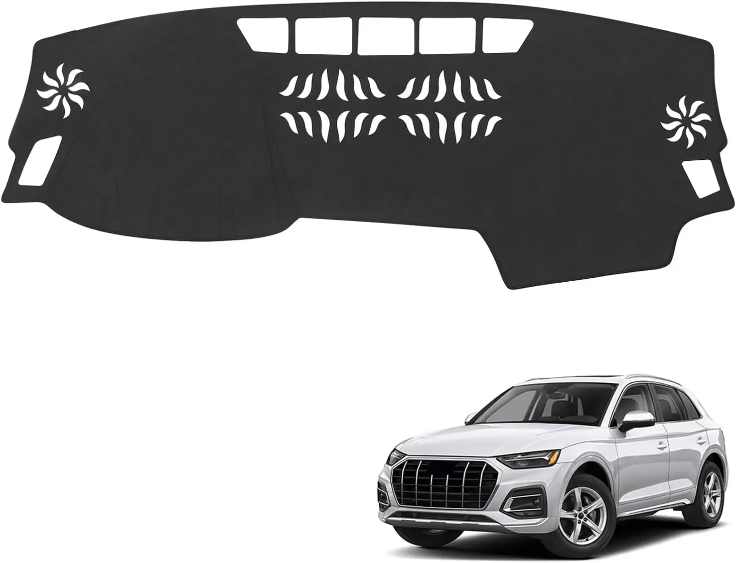 

Черный коврик-накладка на приборную панель для Audi Q5 2018-2025: аксессуары, фланелевый материал, защита от солнца