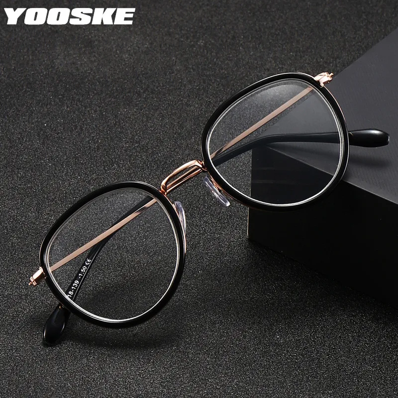 

YOOSKE Round Frame Reading Glasses Women Men Anit Blue Light Computer Eyeglasses HD Resin Hyperopia Presbyopic Eyewear +1.5