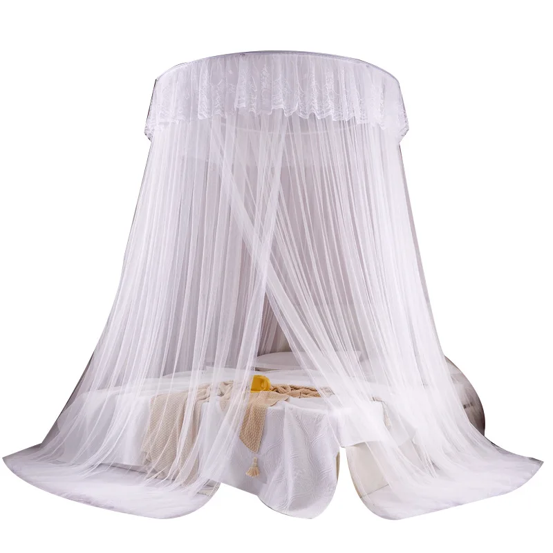 

Large Dome Mosquito Net Pure Ceiling Round Single Door Mosquito Net Home Princess Wind Free Installation Canopy Bed Curtains