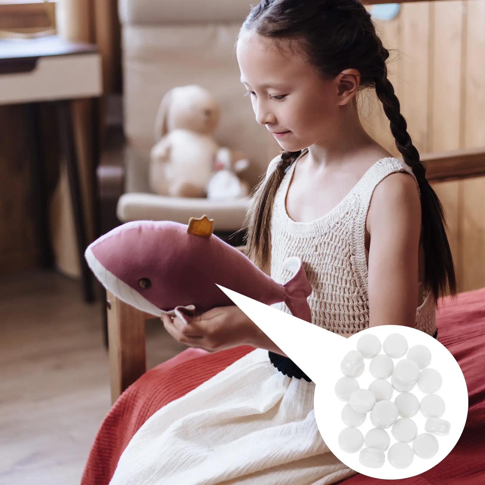 

100Pcs Plastic Rattle Boxes Smooth Burr-Free Baby Noisemaker with Internal Pellets for Infant Sound Play White Ring