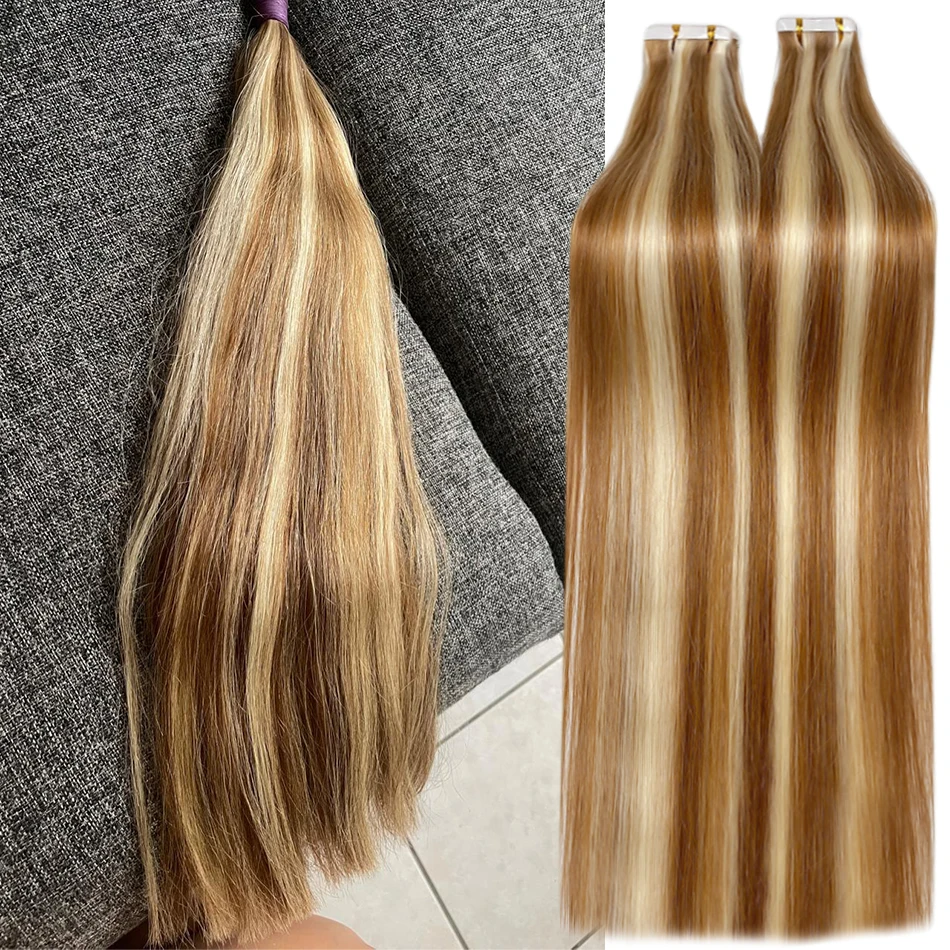 

Virgin Straight Tape In Hair Extensions 100% Human Hair Skin Weft Extension Invisible Tape Ins Highlights 12a Pu Human Hair Ever