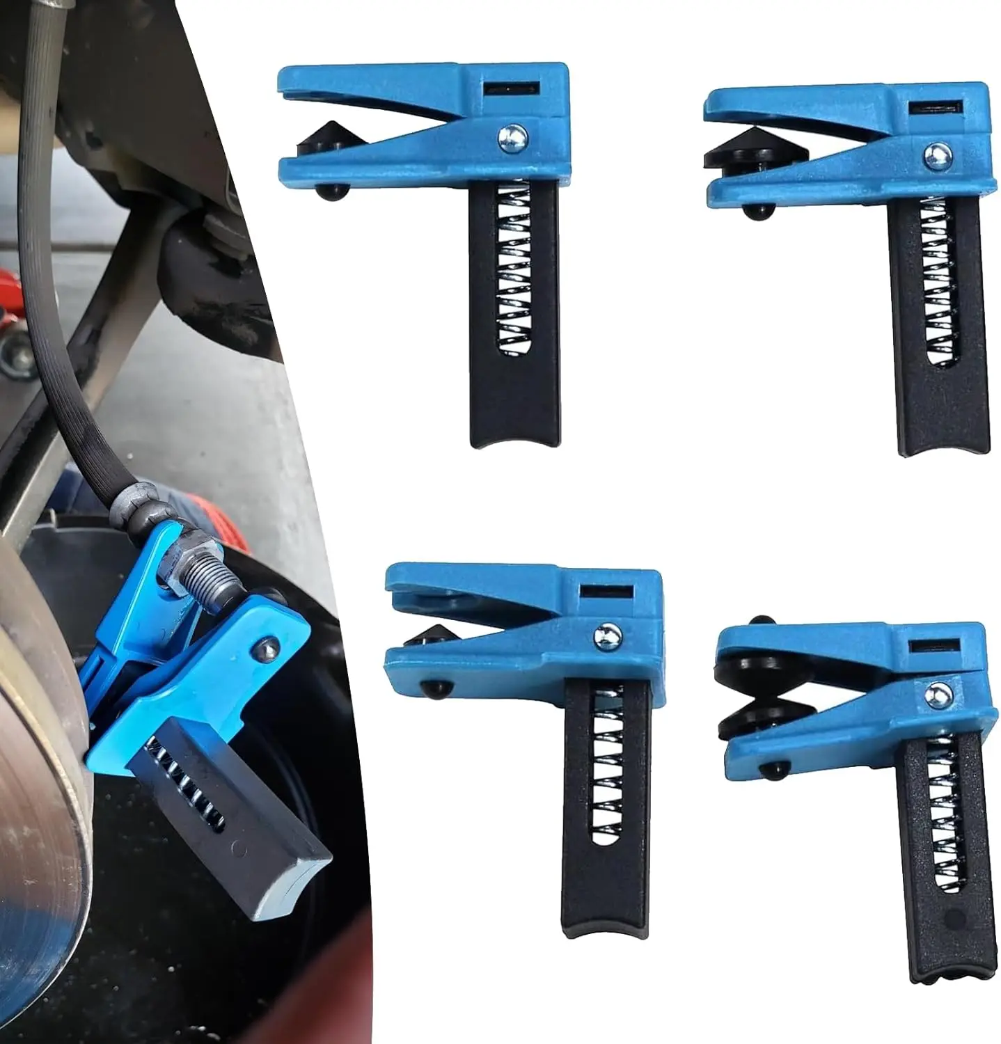 

4PCS Car Fluid Line Stoppers Vertical Oil Pipe Clamp Banjo Stopper Blue for Multiple Sizes Fluid Stopper Set A/C Line Brake Line