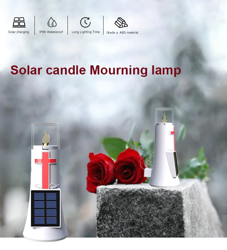 ACMESHINE Lampu Led Api Lilin Tenaga Surya Lampu Memorial Surga Lampu Kuburan Surya Yesus Lampu Luar Ruangan Tahan Air IP65