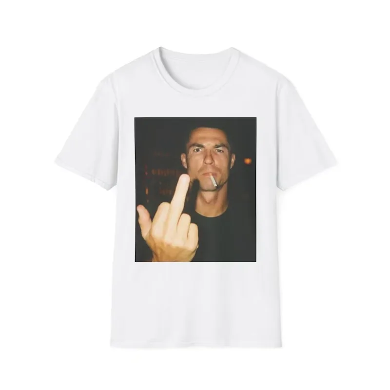 Provokantes Handgesten-Raucherlippen-Porträt Grafik-T-Shirt Hardcore Streetwear Damen Rebellisches Statement-Oberteil Ästhetische Kleidung