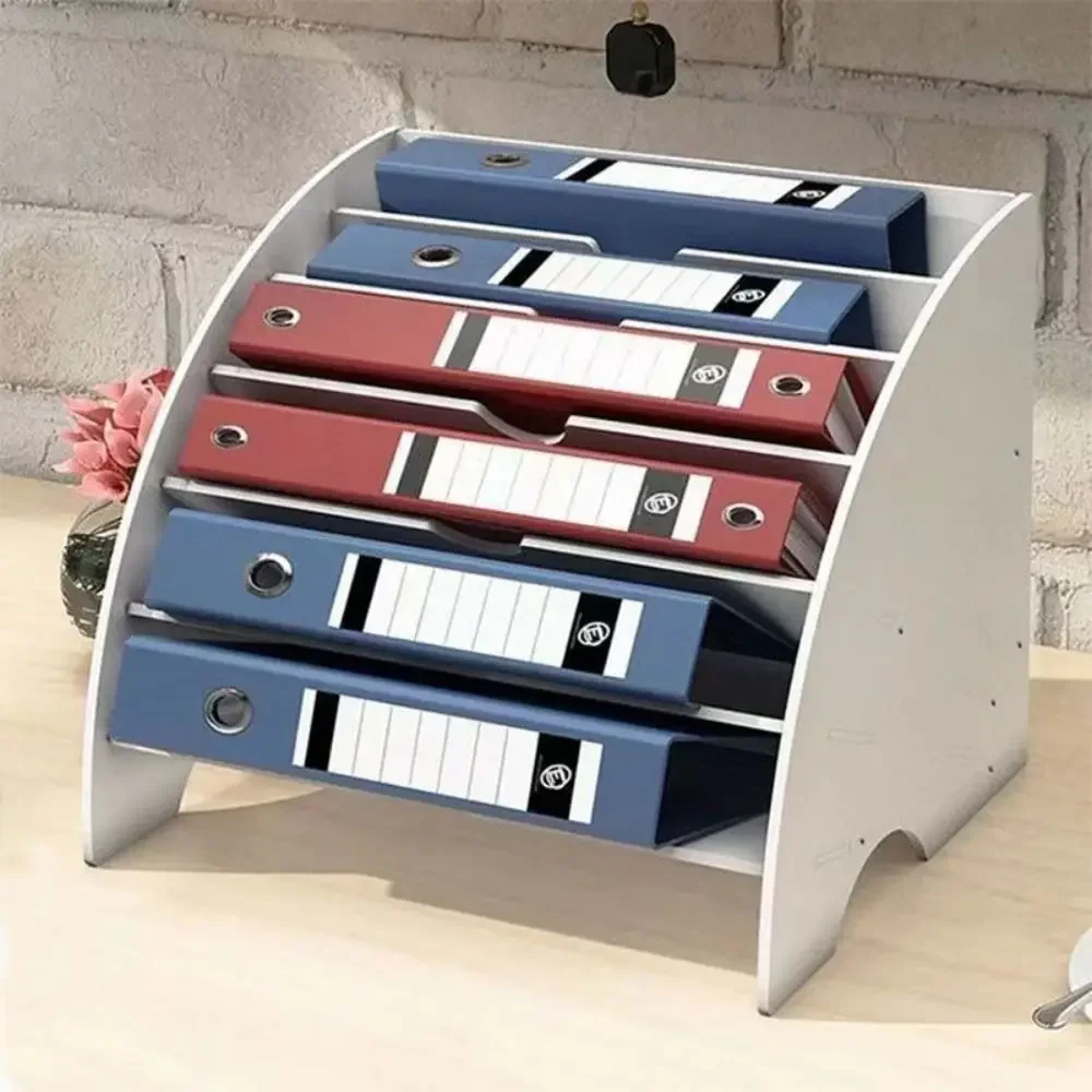 

Portable Fan Shaped Desk File Organizer 6 Compartments Durable File Holder Sturdy Space Saving Document Tray Classroom