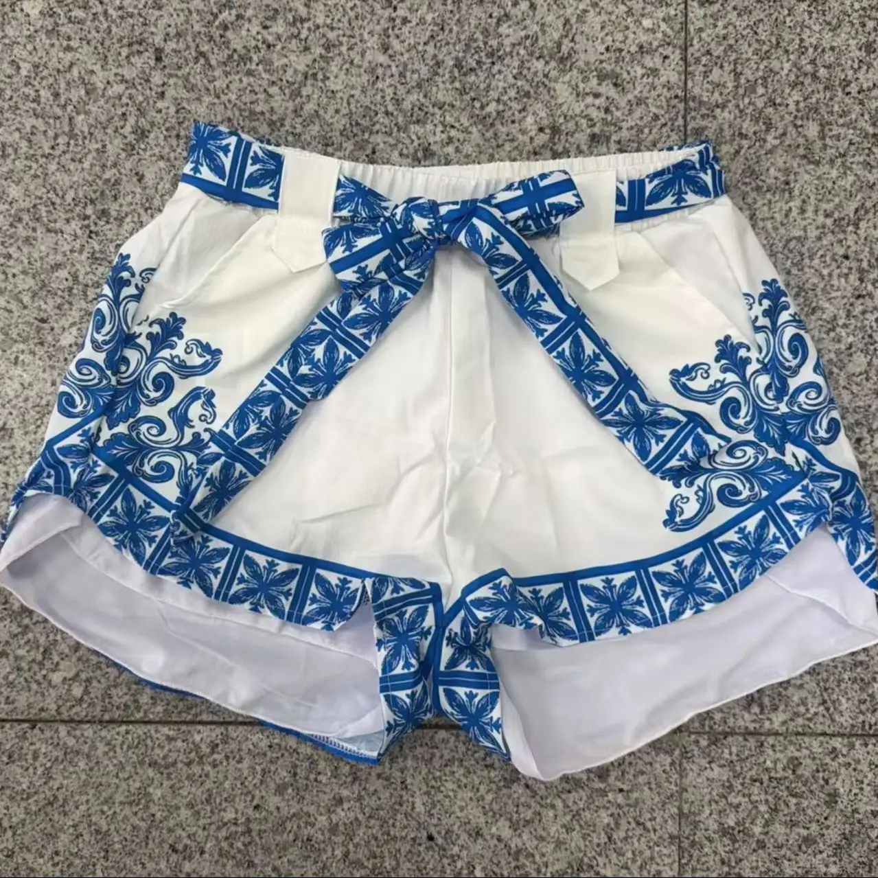 Fashion Porcelain Printed Beach Shorts Women Swimwear Retro Lady Elastic Waist Swimsuit Elegant Mujer Summer Vacation Beachwear