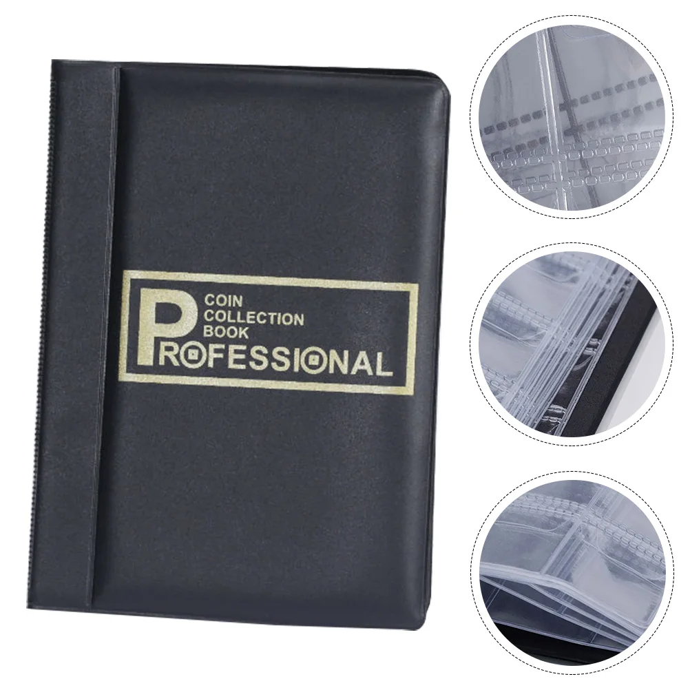 

Coin Collection Book Storage Pocket 28mm Diameter 2mm Thickness PVC Black Holder Album For Coins Commemorative Practical Design