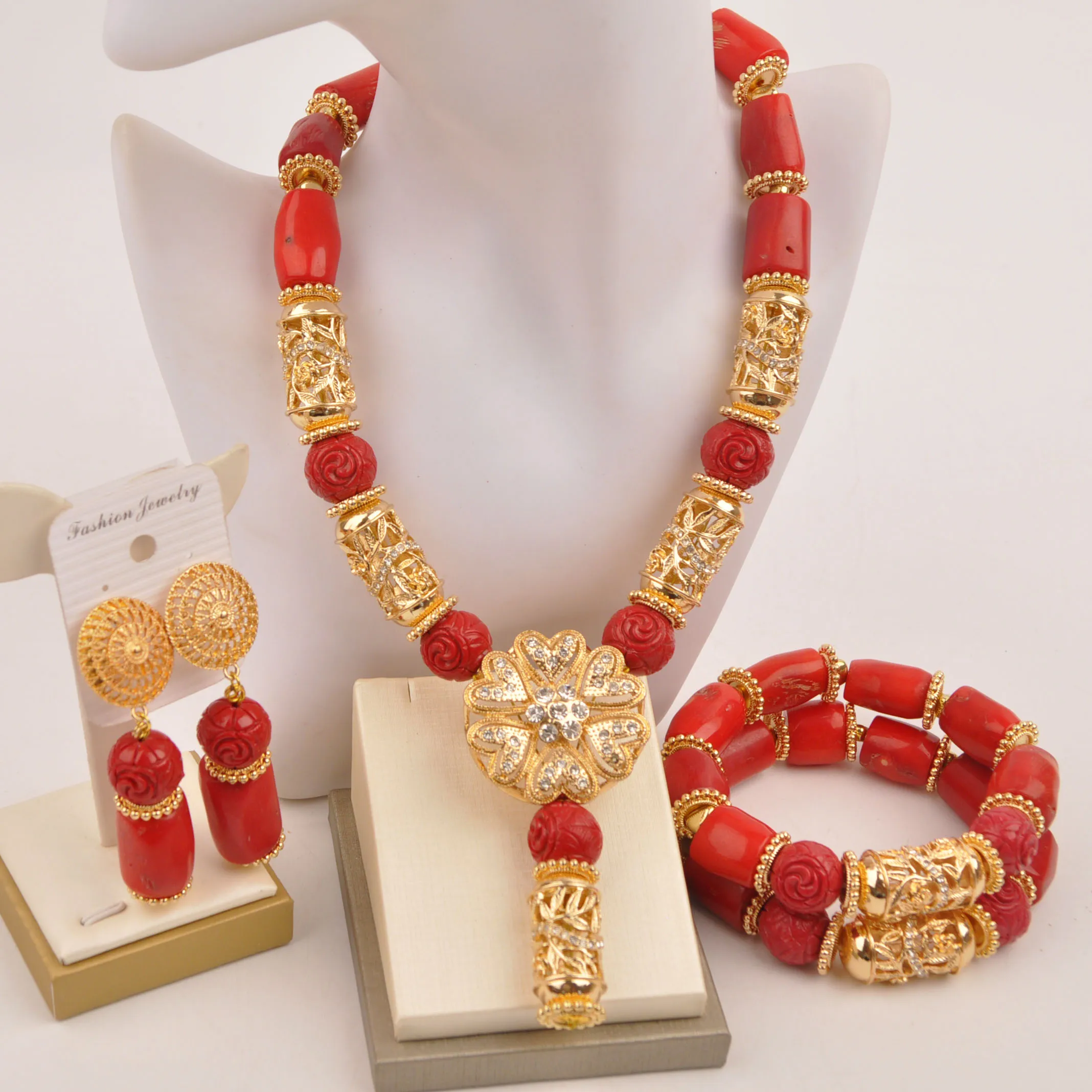 

Nigerian Wedding jewelry collection jewelry necklace Red natural coral Africa