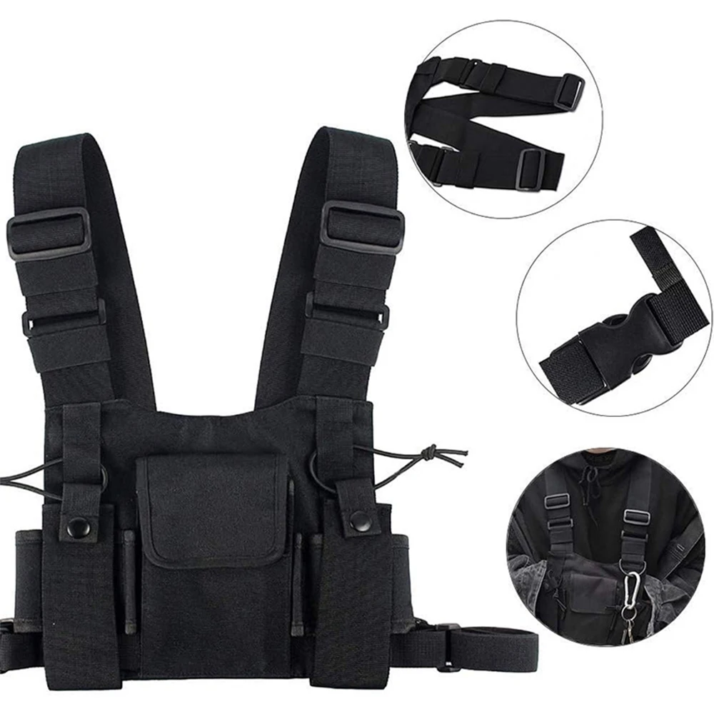 Нагрудная сумка с несколькими карманами, нагрудная сумка для радио, нагрудная сумка, жилет, нагрудная сумка с передними сумками и сумкой на молнии для универсальных раций