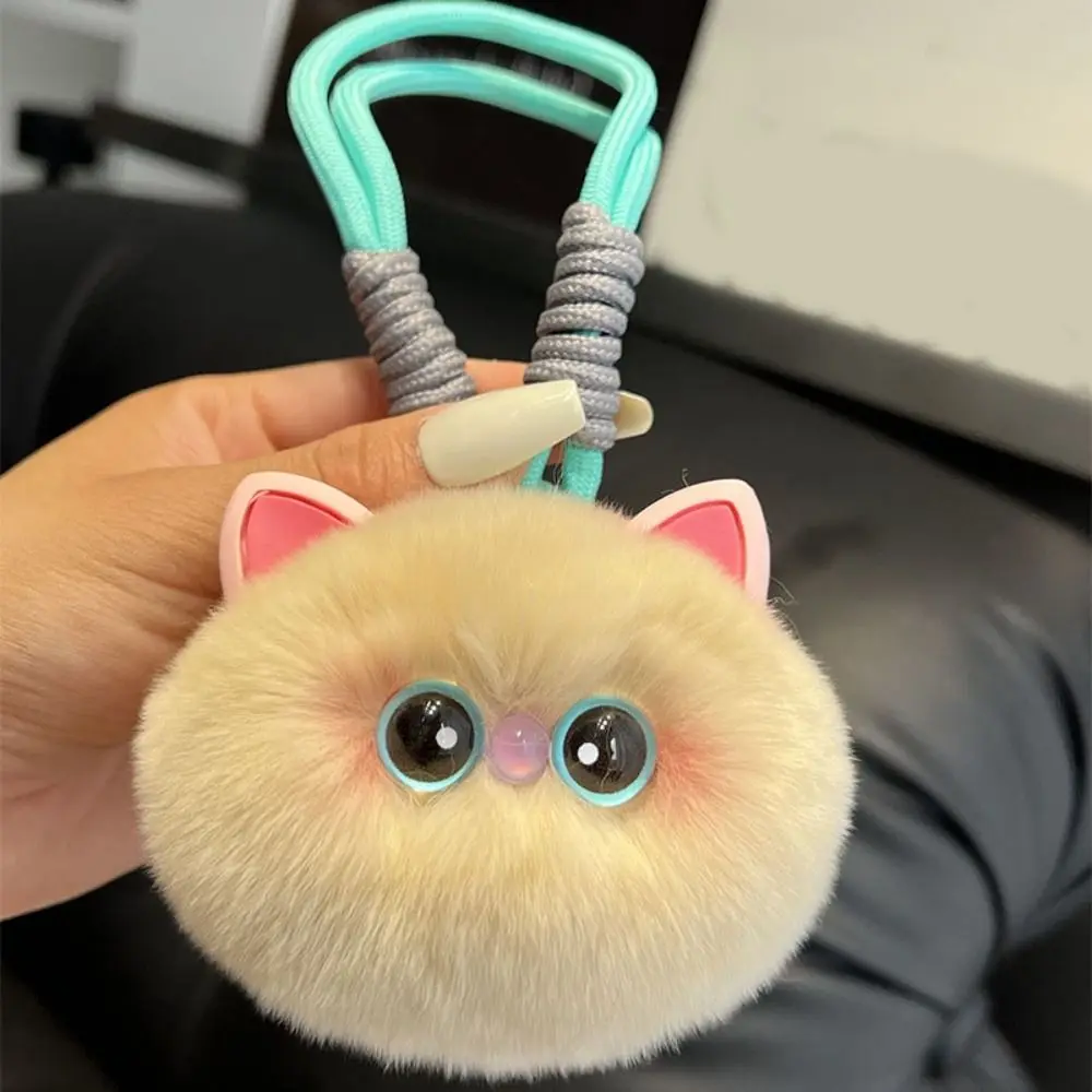 Stuffed Imitation Rabbit Fur Keychain Furry Kawaii Plush Ball Key Chain Ornaments Bag Hanging Cat Plush Pendant Decorations