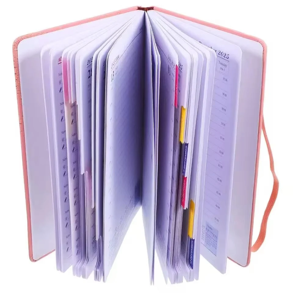 2025 Novo caderno de calendário, 400 páginas, caderno de escrita planejador diário de 365 dias, bloco de notas, planejador, papel para planejamento de negócios