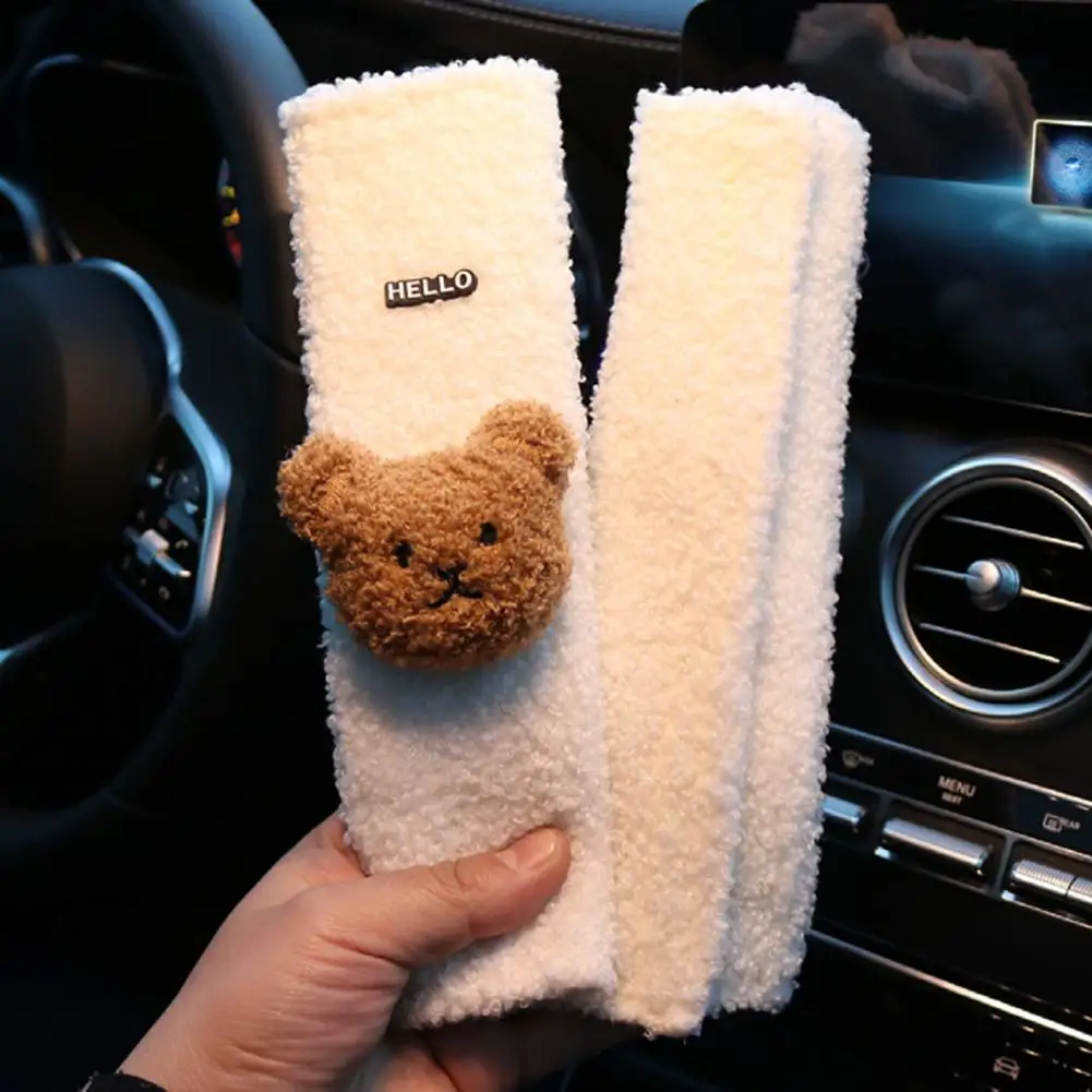 

Плюшевый чехол для ремня безопасности с рисунком медвежонка, автомобильный ремень безопасности, наплечная накладка, автомобильная защита для плеч, защита для ремня для салона автомобиля