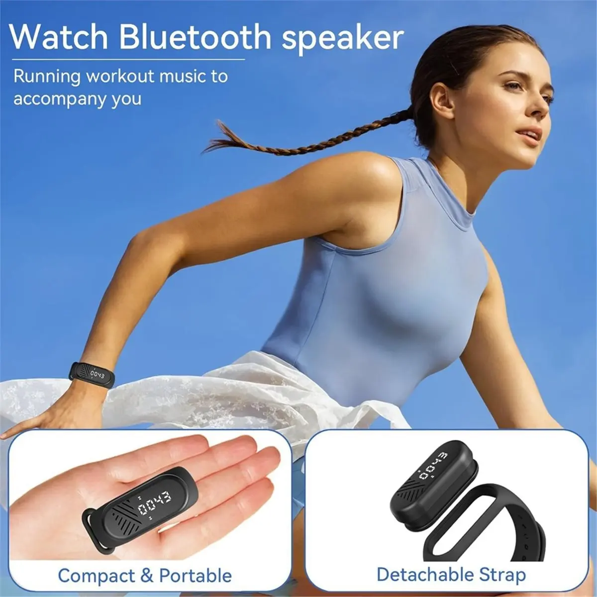 A73T Smart Watch Speaker,Wearable Wristband Speaker,Portable Wireless Bluetooth Audio Music Player for Hiking Camping(32G)