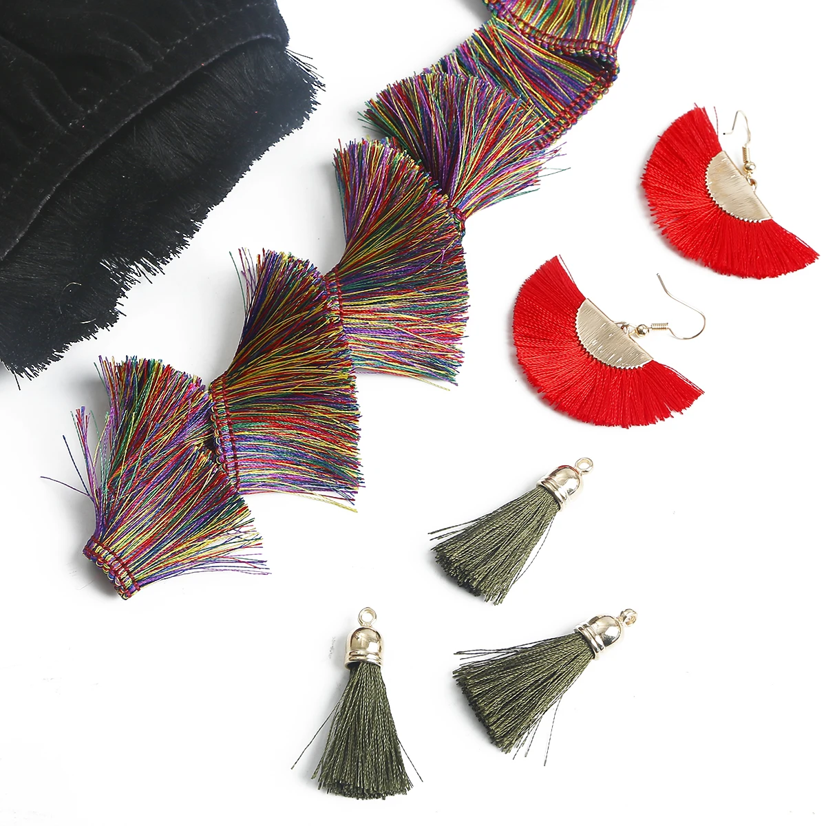 1Meter/Bag 30mm Wide Polyester Multi-Colored Tassels Fringe Lace For Clothing Decoration DIY Headdress Earring Garment Accessory