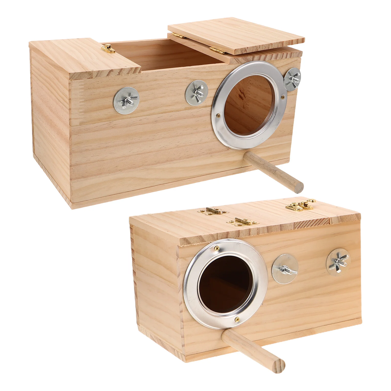 

2Pcs Wooden Parrot Breeding Nest Box Natural Thickened Cage Hanging Nest for Macaws Conures Cockatiel Budgie Lovebird All Season