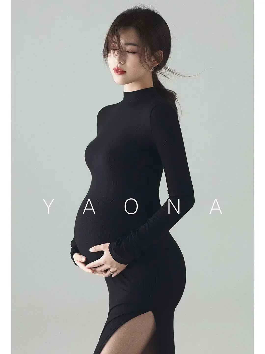 New Black Sexy Maternity Dresses Photography Props Split Side Long Pregnancy Clothes Photo Shoot For Pregnant Women Dress 2021