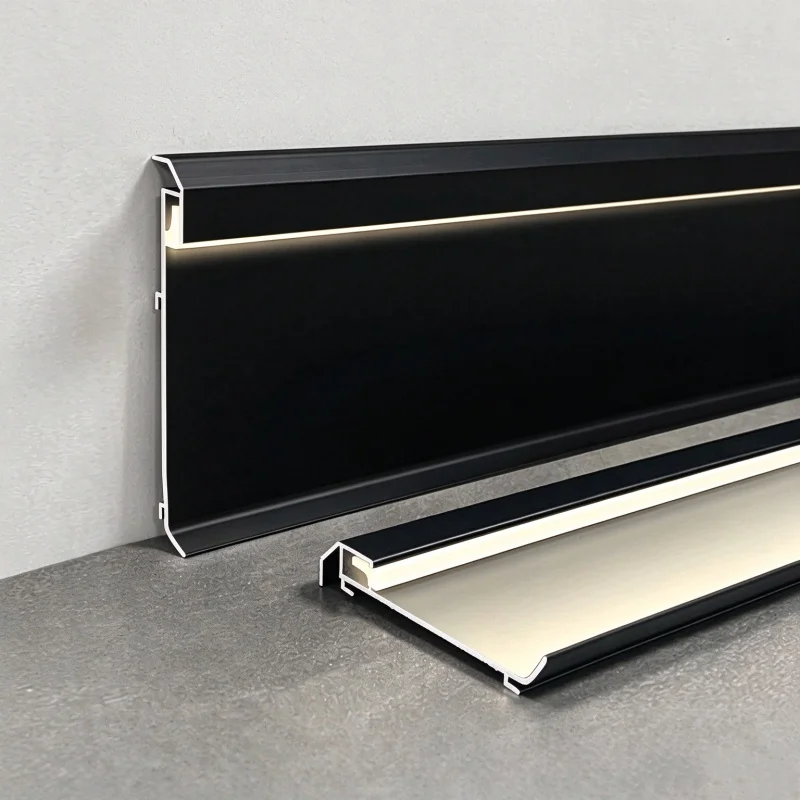 8cm Surface Mounted Led Skirting Baseboard Aluminum Profile Silicone Diffuser Channel Wall Corner Floor Decor Linear Strip Light
