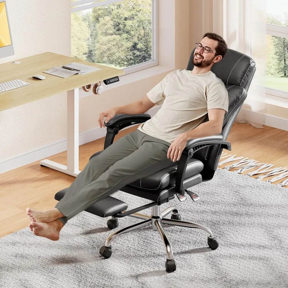 

Executive Leather Home Office Chair with Footrest, High Back and Heavy Duty, Comfortable Big and Tall Ergonomic Desk Chair .