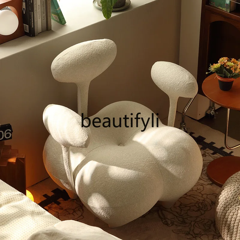 Nordic light luxury lamb wool backrest single lazy sofa bedroom balcony leisure chair