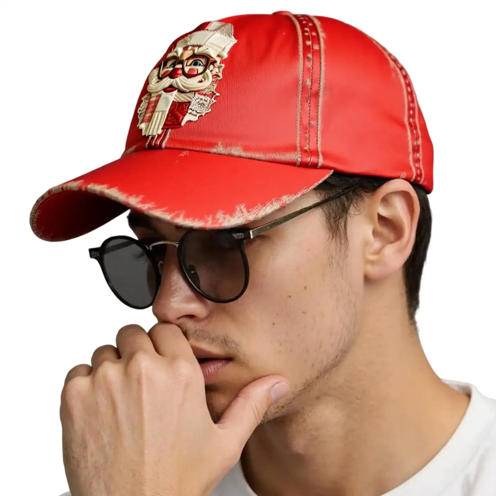ヴィンテージ風ノベルティ調節可能帽子 メンズ カジュアル パーティーデコレーション クリスマス サンタ ベースボールキャップ 面白いギフト ホリデーお祝い
