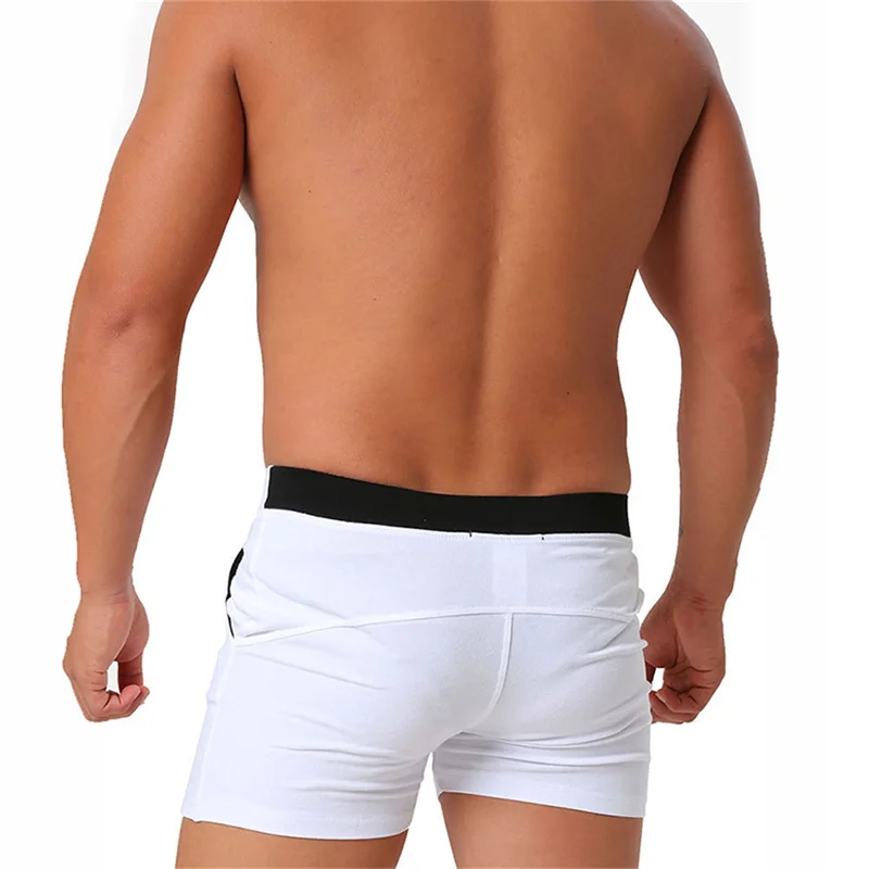 Sexy Underwear Cotton Boxers Men's Beach Trunks Shorts with Pocket Slim-fit Boxers Simple Color Matching Arrowhead Men