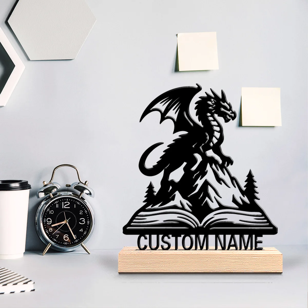 1pc Thriller Personalized Custom dragon Metal Statues Desktop sculpture with wooden base suitable for pet grooming