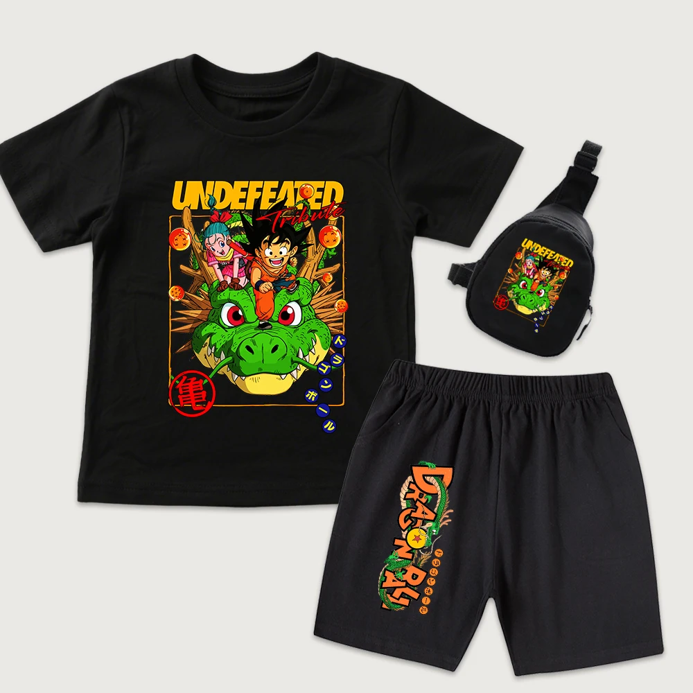 キッズ-進撃の巨人-プリント-コットン-tシャツ-半袖-カジュアルトップ-ミニチェストバッグセット付き-男の子と女の子用